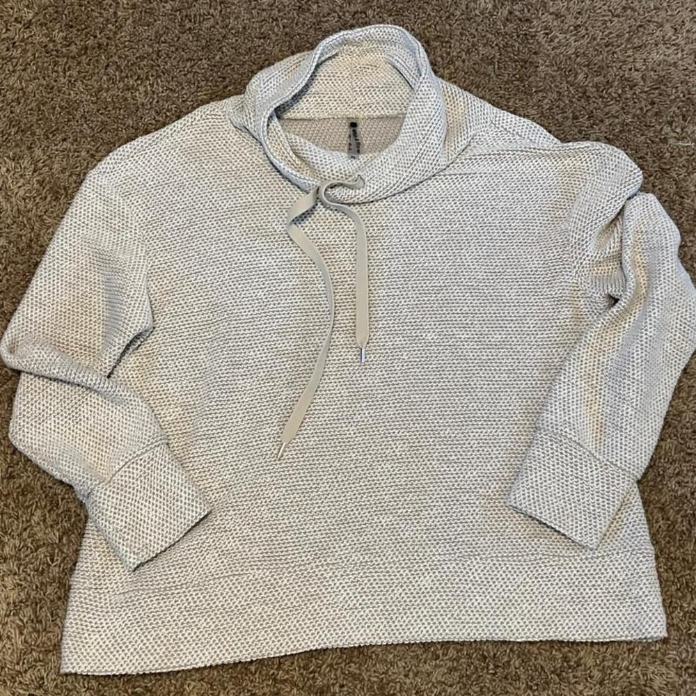 Waffle Knit Cowl Neck Pullover